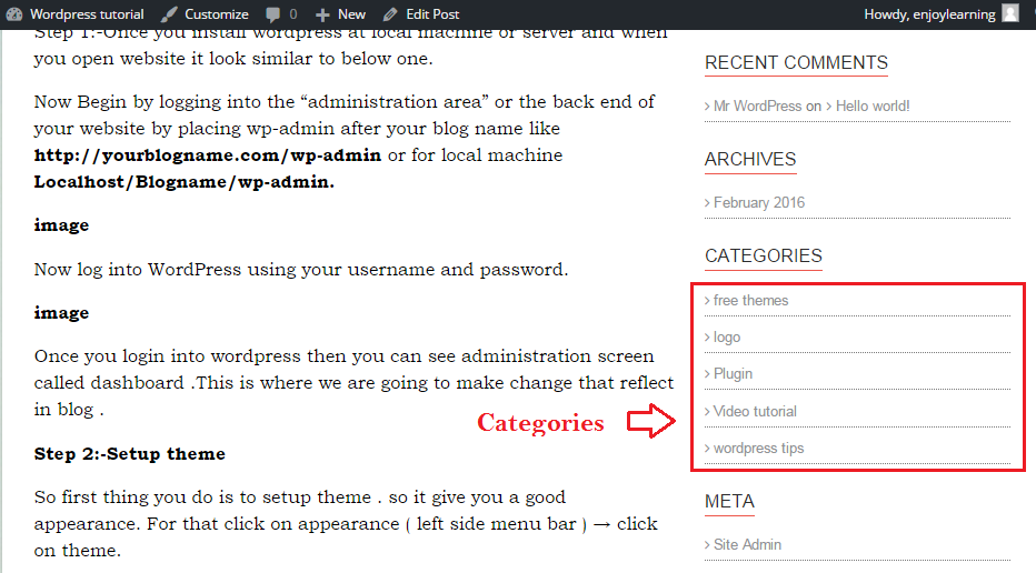 blog categories right side