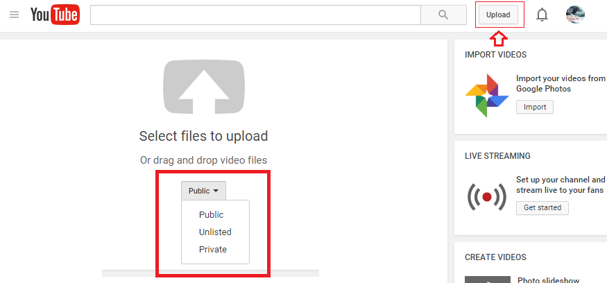 upload video on youtube