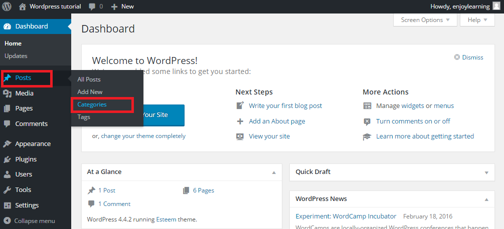 wordpress category menu