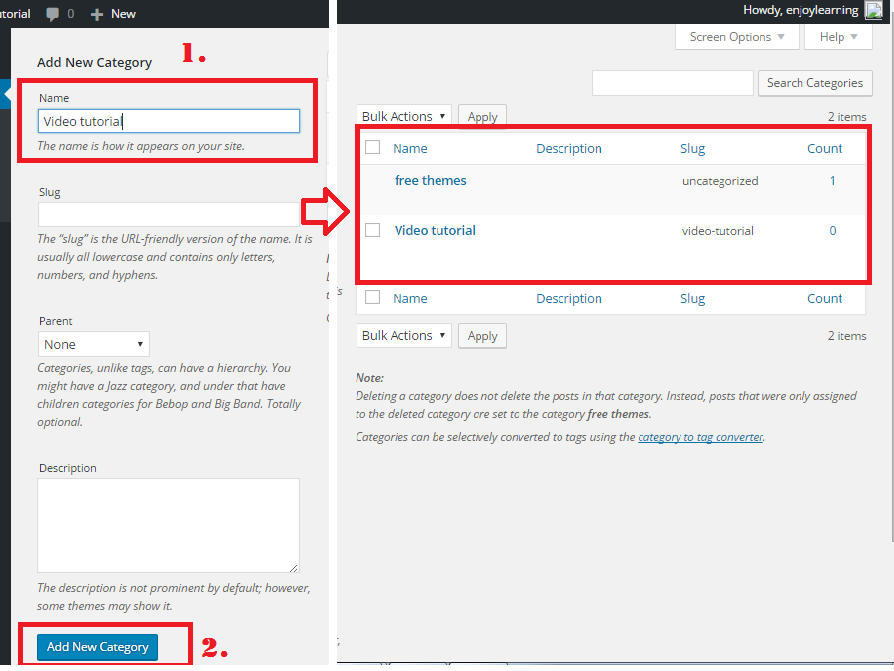 wordpress category