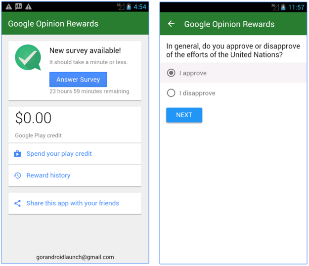 google opinion survey