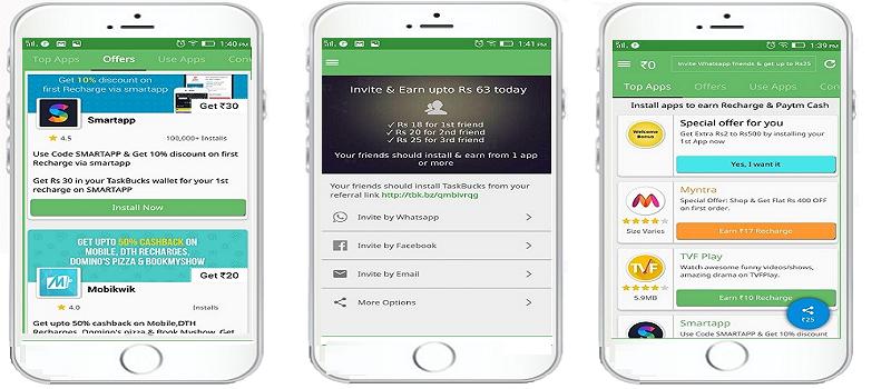 Taskbucks - free recharge earning app