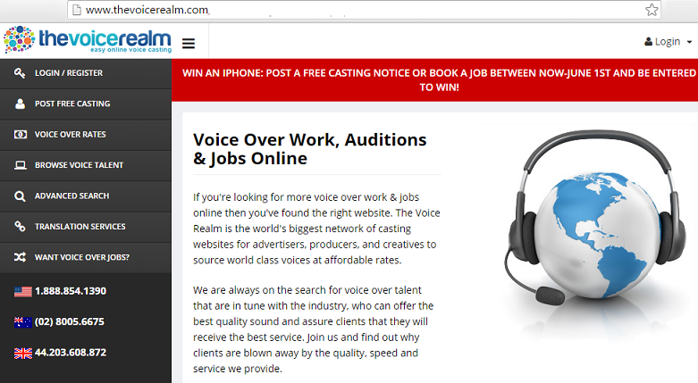 thevoicerealm voice over job online