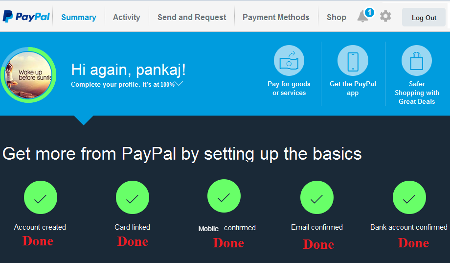 Paypal bank account verified